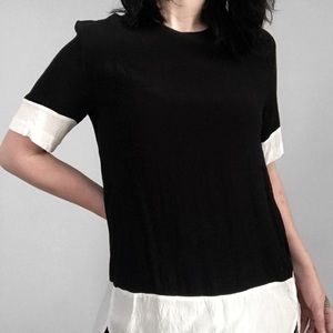 color block black and white blouse 🏴🏳️